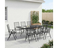 Lauko baldų komplektas Sodo valgomojo komplektas 9 pcs Antracito 212 x 90 x 76 cm