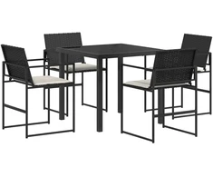 Lauko baldų komplektas Sodo valgomojo komplektas 5 pcs Juoda ir kreminė poliratanas
