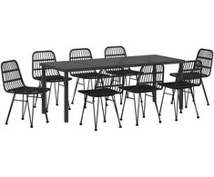 Sodo valgomojo komplektas 9 pcs Juoda
