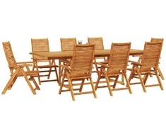 Lauko baldų komplektas Sodo valgomojo komplektas 9 pcs Ruda Kietos akacijos mediena