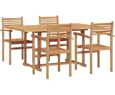 Lauko baldų komplektas Sodo valgomojo komplektas 5 pcs Natūrali