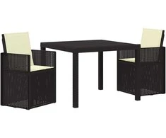 Lauko baldų komplektas Sodo valgomojo komplektas 3 pcs Antracito ir kreminė PP