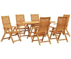 Lauko baldų komplektas Sodo valgomojo komplektas 7 pcs Ruda Kietos akacijos mediena