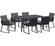 Lauko baldų komplektas Sodo valgomojo komplektas 7 pcs Antracitas poliratanas