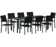Sodo valgomojo komplektas 9 pcs Juoda