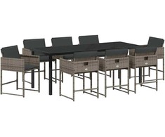 Sodo valgomojo komplektas 9 pcs Pilka poliratanas