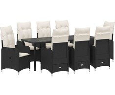 Sodo valgomojo komplektas 9 pcs Juoda poliratanas