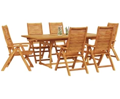 Lauko baldų komplektas Sodo valgomojo komplektas 7 pcs Ruda Kietos akacijos mediena