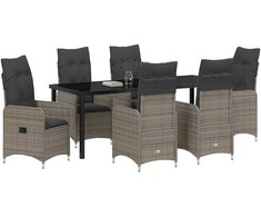 Sodo valgomojo komplektas 7 pcs Pilka poliratanas
