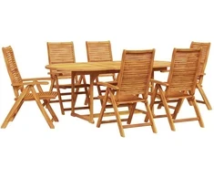 Lauko baldų komplektas Sodo valgomojo komplektas 7 pcs Ruda Kietos akacijos mediena