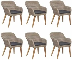 Lauko baldų komplektas Sodo valgomojo komplektas, 7 dalių, rudas (312407+3x44156)