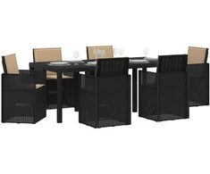 Lauko baldų komplektas Sodo valgomojo komplektas 7 pcs Antracito ir taupe PP