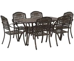 Lauko baldų komplektas Sodo valgomojo komplektas 7 pcs Bronzinė Aliuminis