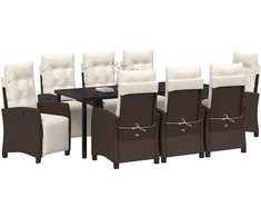 Sodo valgomojo komplektas su pagalve 9 pcs Ruda poliratanas