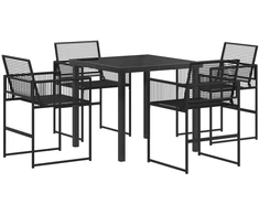 Lauko baldų komplektas Sodo valgomojo komplektas 5 pcs Juoda poliratanas