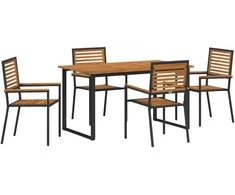 Lauko baldų komplektas Sodo valgomojo komplektas 5 pcs Juoda Kietos akacijos mediena