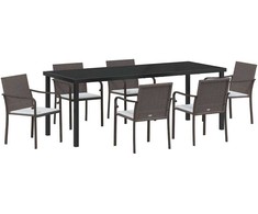 Sodo valgomojo komplektas 7 pcs Ruda ir juoda PE ratanas