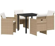 Lauko baldų komplektas Sodo valgomojo komplektas su pagalve 5 pcs Smėlio poliratanas