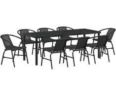 Sodo valgomojo komplektas 9 pcs Juoda