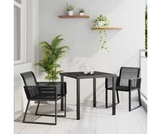 Lauko baldų komplektas Sodo valgomojo komplektas 3 pcs Juoda