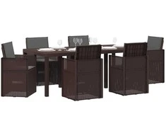 Lauko baldų komplektas Sodo valgomojo komplektas su pagalve 7 pcs Ruda ir antracito PP