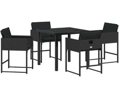 Lauko baldų komplektas Sodo valgomojo komplektas 5 pcs Juoda poliratanas