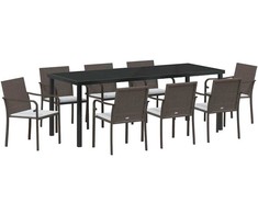 Sodo valgomojo komplektas 9 pcs Ruda ir juoda PE ratanas