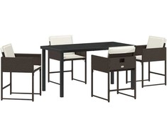 Lauko baldų komplektas Sodo valgomojo komplektas 5 pcs Ruda poliratanas