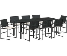 Sodo valgomojo komplektas 9 pcs Juoda ir kreminė poliratanas