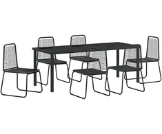 Lauko baldų komplektas Sodo valgomojo komplektas 7 pcs Juoda