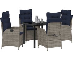 Lauko baldų komplektas Sodo valgomojo komplektas 5 pcs Pilka ir juoda Ratanas