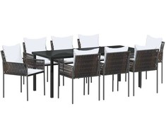 Sodo valgomojo komplektas 9 pcs Ruda ir juoda PE ratanas