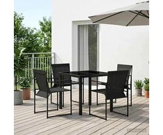 Lauko baldų komplektas Sodo valgomojo komplektas 5 pcs Juoda Textilene ir plienas