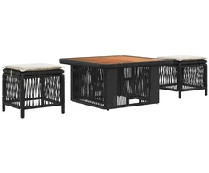 Lauko baldų komplektas Sodo valgomojo komplektas 3 pcs Bežinė ir kreminė poliratanas
