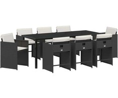 Sodo valgomojo komplektas 9 pcs Juoda poliratanas