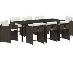 Sodo valgomojo komplektas 9 pcs Ruda poliratanas