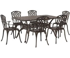 Lauko baldų komplektas Sodo valgomojo komplektas 7 pcs Bronzinė Aliuminis