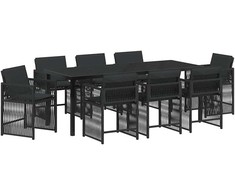 Sodo valgomojo komplektas 9 pcs Juoda poliratanas