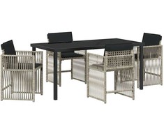 Lauko baldų komplektas Sodo valgomojo komplektas 5 pcs Šviesiai pilka poliratanas