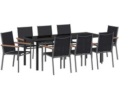 Sodo valgomojo komplektas 9 pcs Juoda Miltelinis plienas