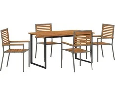 Lauko baldų komplektas Sodo valgomojo komplektas 5 pcs Pilka Kietos akacijos mediena