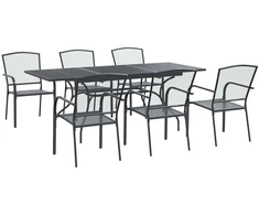 Lauko baldų komplektas Sodo valgomojo komplektas 7 pcs Antracito 212 x 90 x 76 cm