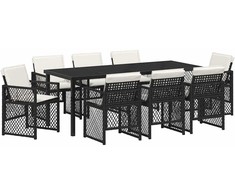 Sodo valgomojo komplektas 9 pcs Juoda poliratanas