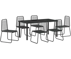 Lauko baldų komplektas Sodo valgomojo komplektas 7 pcs Juoda