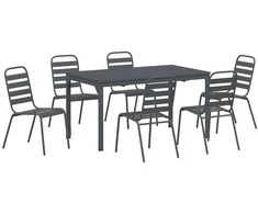 Sodo valgomojo komplektas 7 pcs Antracitas Miltelinis plienas