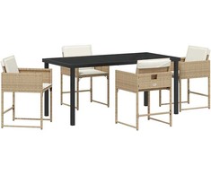 Lauko baldų komplektas Sodo valgomojo komplektas 5 pcs Smėlio poliratanas