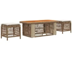 Lauko baldų komplektas Sodo valgomojo komplektas 4 pcs Bežinė ir kreminė poliratanas