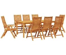 Lauko baldų komplektas Sodo valgomojo komplektas 9 pcs Ruda Kietos akacijos mediena