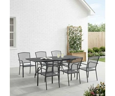 Lauko baldų komplektas Sodo valgomojo komplektas 7 pcs Antracito 212 x 90 x 76 cm