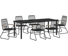 Sodo valgomojo komplektas 7 pcs Juoda